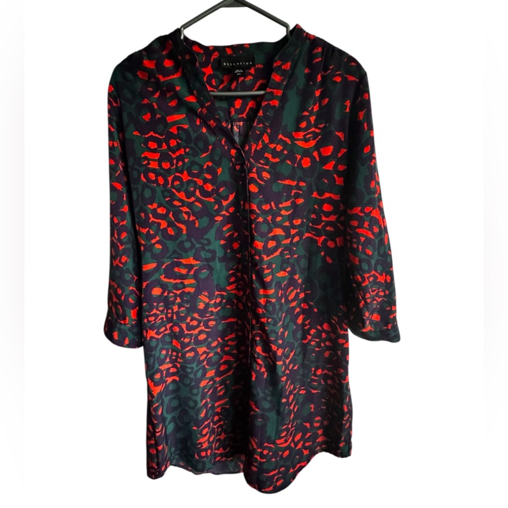 ATTENTION Women’s Roll Tab Sleeve Dress Animal Leopard Print Sz M - Missing Belt